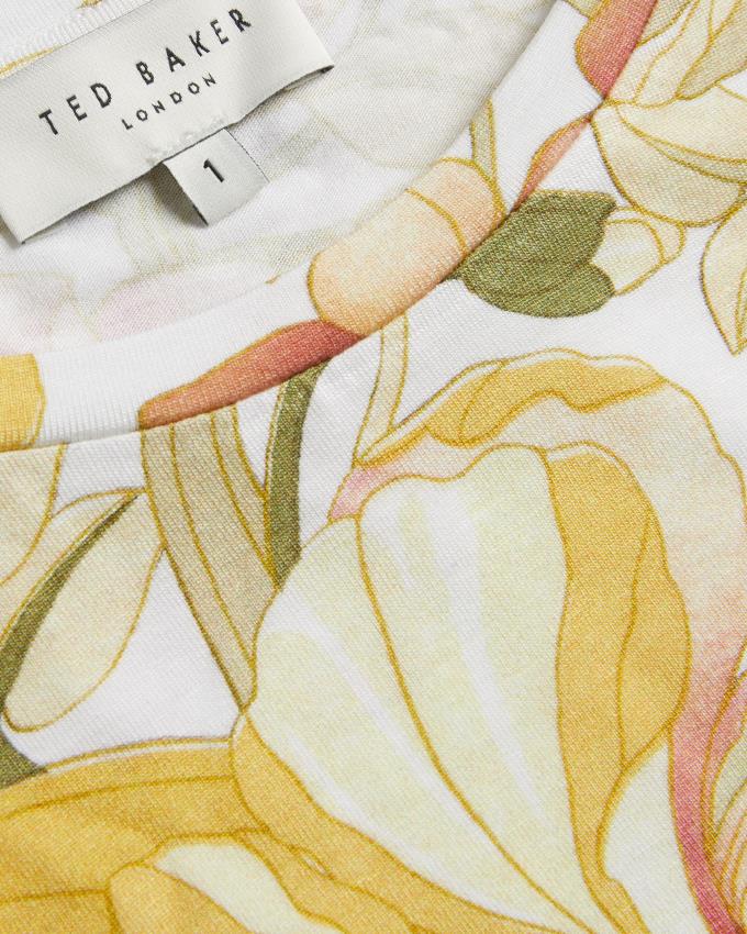 T-Shirt Ted Baker Floral Print Blanche Femme | JET-82520846